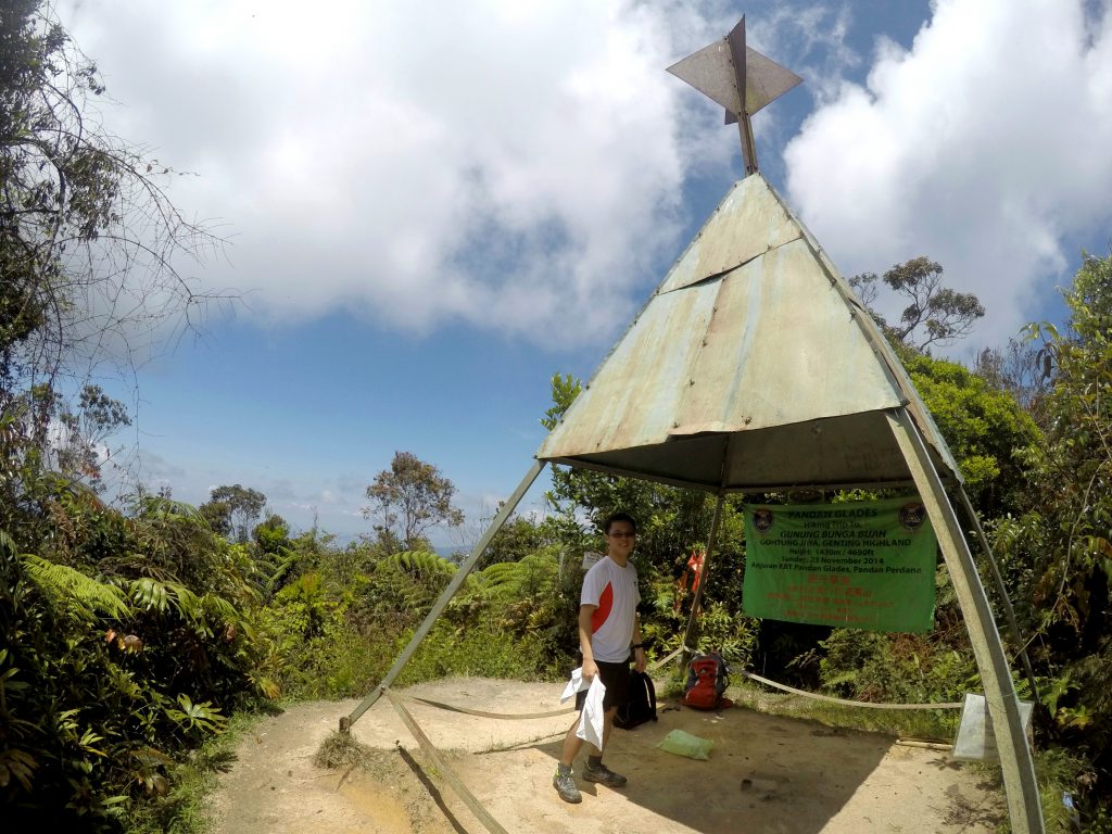 The peak of 1,430 meter Gunung Bunga Buah.